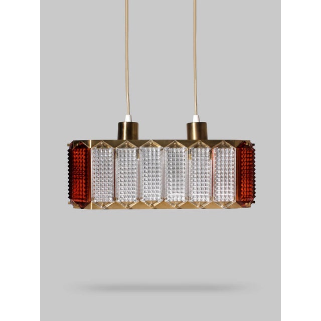 Mid-Century Modern Crystal and Brass Pendant Light by Wiktor Berndt for Flygsfors, Sweden, 1960 For Sale - Image 9 of 9