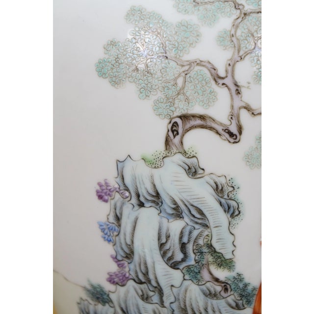 Chinese Famille Porcelain Ginger Jar Mantel Vase Urn Scholar Warrior Lamp 29" For Sale - Image 15 of 16