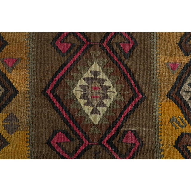 Coffee Vintage Turkish Kilim Rug-4′5″ × 13′3″ For Sale - Image 8 of 13