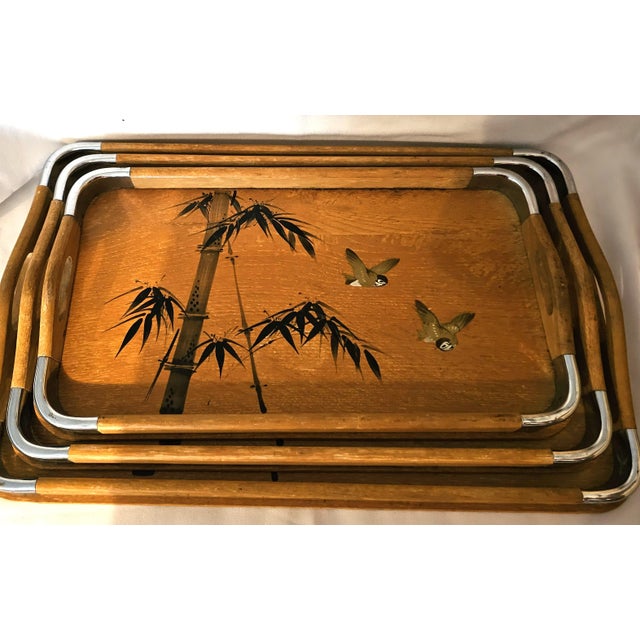 1940s Asian Inspired Bamboo Nested Trays For Sale - Image 4 of 8