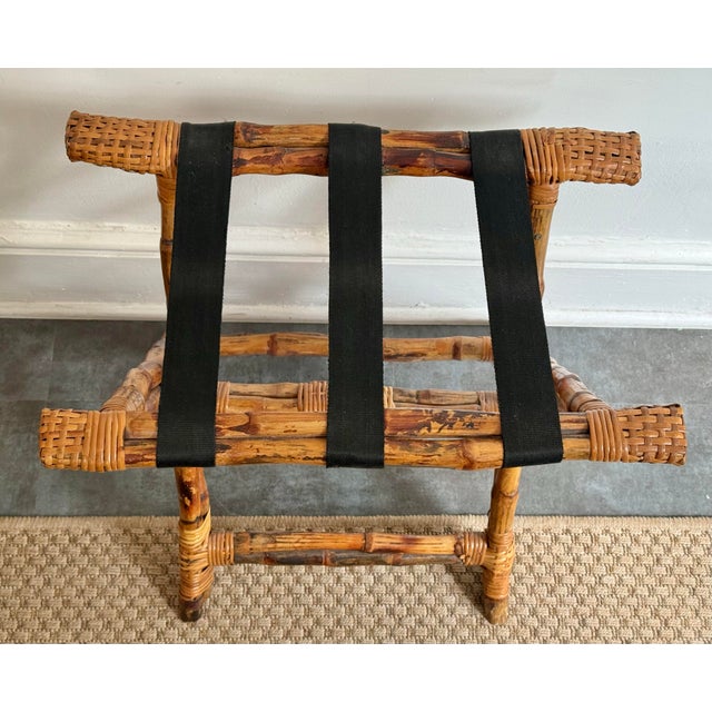 Vintage Bamboo and Wicker Folding Rack For Sale - Image 9 of 11