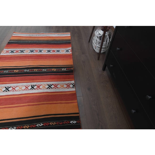 1970s Vintage Handmade Wool Cotton Kilim Runner Rug For Sale - Image 9 of 10