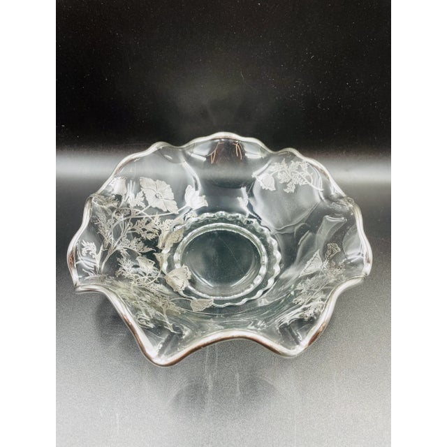Mid 20th Century Mid 20th Century Silver City Glass Co. “Flanders Clear” Crumple Glass Compote & Corresponding Bowl Set - 2 Pieces For Sale - Image 5 of 12
