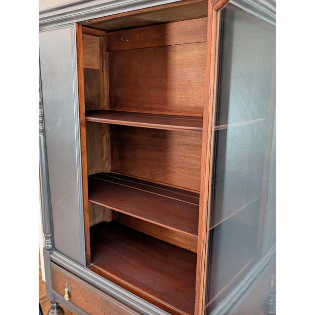 Vintage 1930's Jacobean Walnut Hutch/China Cabinet For Sale - Image 11 of 15