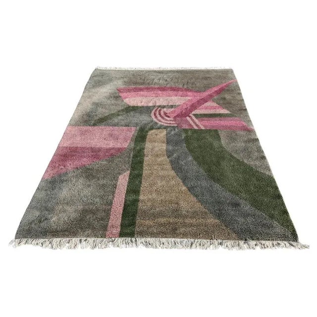 Postmodern Hand-Knotted Wool Rug, India, 1990s For Sale - Image 12 of 12