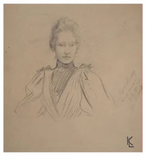 Léopold Franz Kowalski, Portrait of Laura, Original Drawing