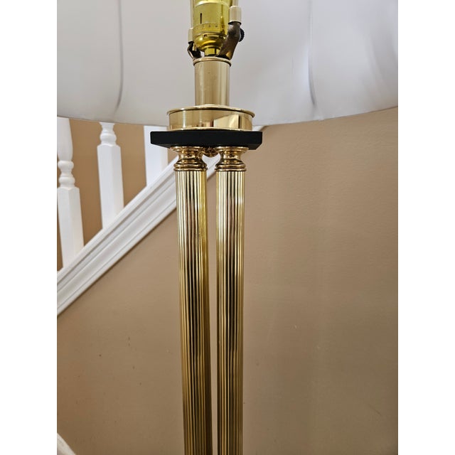 Neoclassical Corinthian Column Brass Floor Lamp For Sale - Image 3 of 7