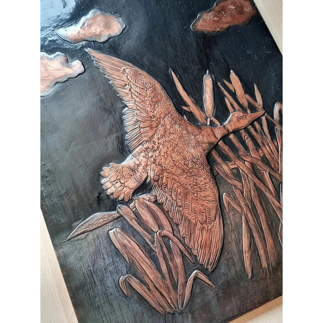 Item: Relief Wall Mural Age: Approx. 1950s/60s Dimensions: Height 46cm Width 36cm Thickness 1cm Material: Copper on wood...