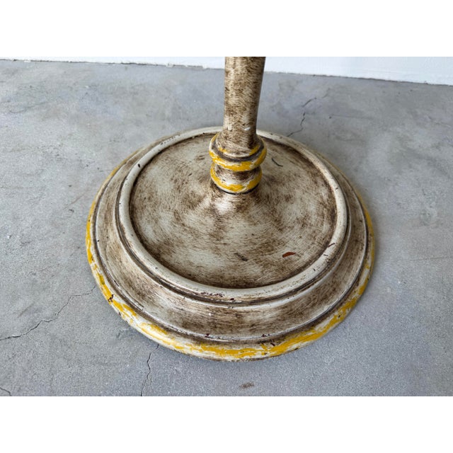 Vintage Hollywood Regency Distressed Painted Round Pedestal Side Table For Sale In Miami - Image 6 of 12