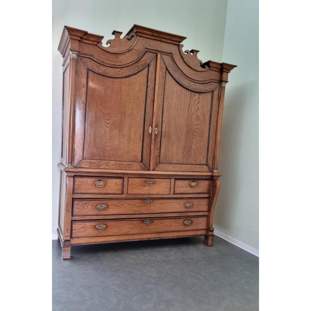 - rare and wonderful antique dutch empire cabinet, around 1820s - made of solid oak decorated with gilt bronze mounted...
