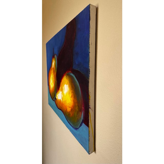 Navy Blue Late 20th Century Expressionism Still Life "Pears" Original Oil Painting on Canvas For Sale - Image 8 of 12