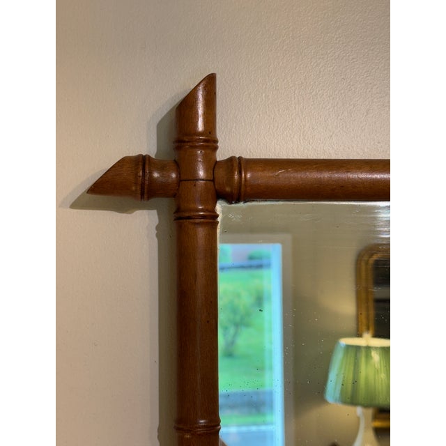 Chinoiserie Antique Faux Bamboo Mirror For Sale - Image 3 of 7