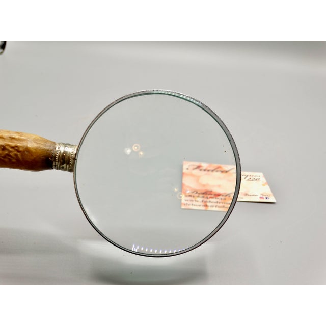 Antique English Stag Horn & Sterling Magnifying Glass For Sale - Image 4 of 9
