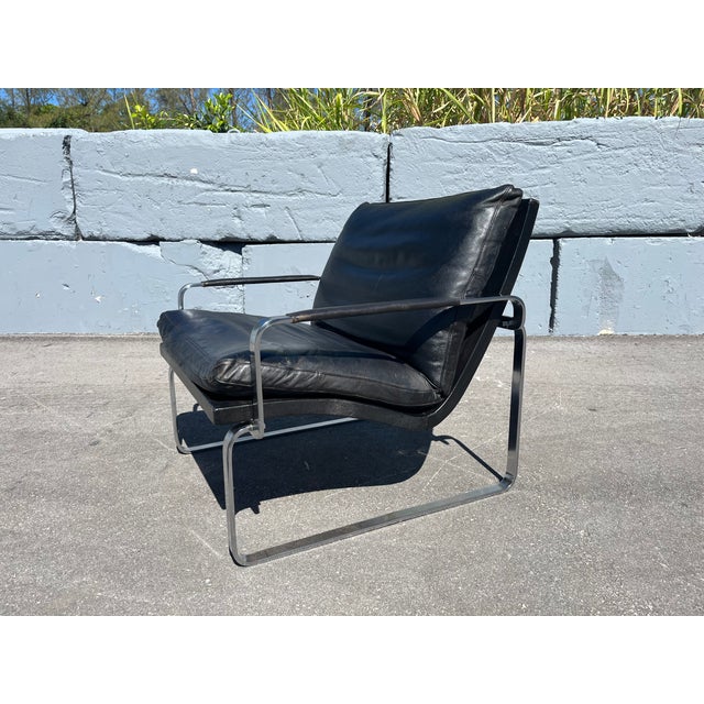 1970s 1970s Jørgen Lund & Ole Larsen Pair of Lounge Chairs in Black Leather For Sale - Image 5 of 18