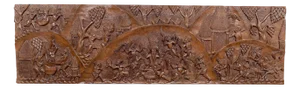 Cameroonian Bamoun Artist, Carved Monoxyle Bas-Relief Panel, 1960s, Wood