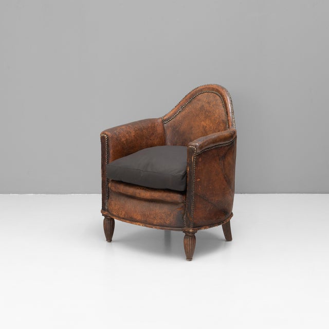 Leather Tub Chair, 1930s For Sale - Image 10 of 10