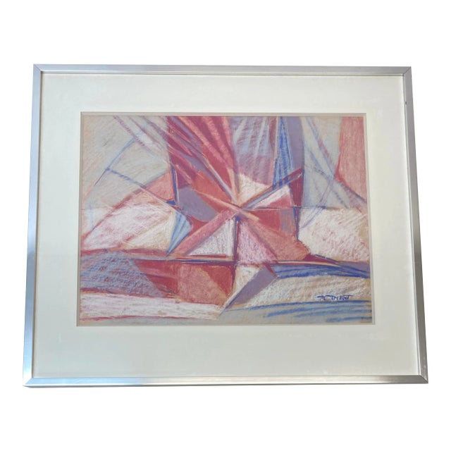 Phyllis Ciment Abstract Pastel Painting C.1970s For Sale