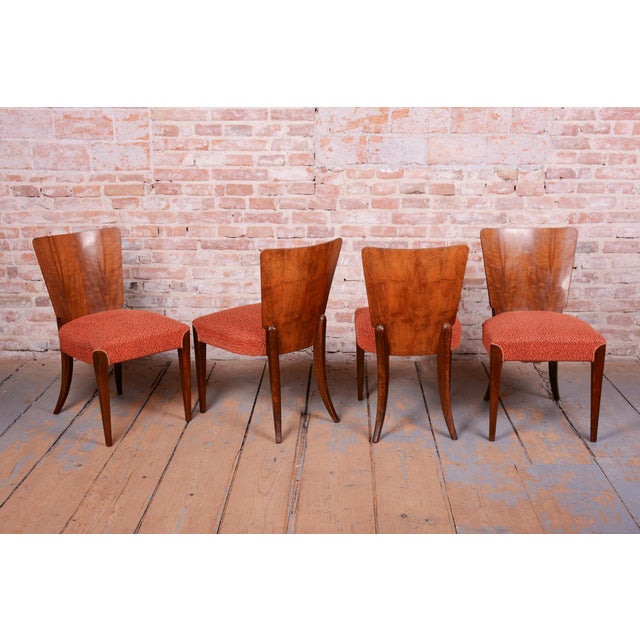 1940s Art Deco Walnut Chairs by J. Halabala for UP Zavody, Czech, 1940s, Set of 4 For Sale - Image 5 of 18