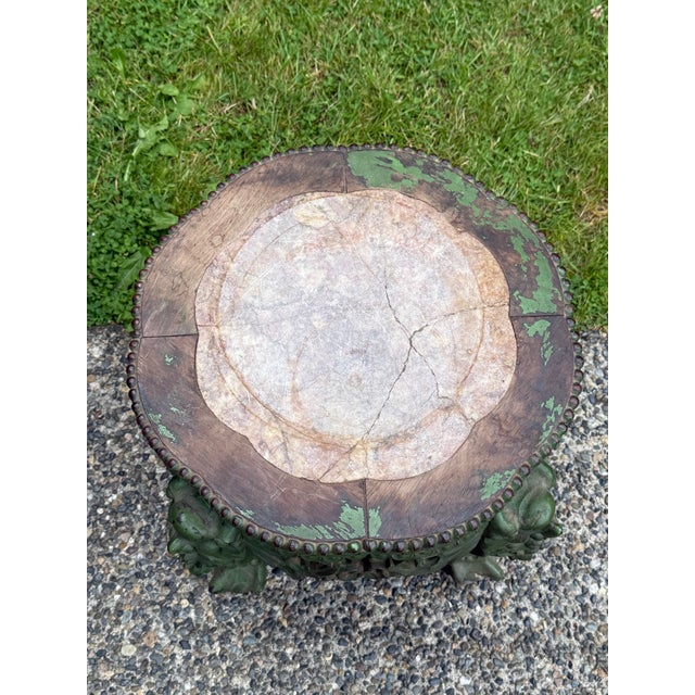 Antique 19th Century Chinese Carved Hongmu Rosewood Marble Top Table Cut Down For Sale - Image 4 of 7