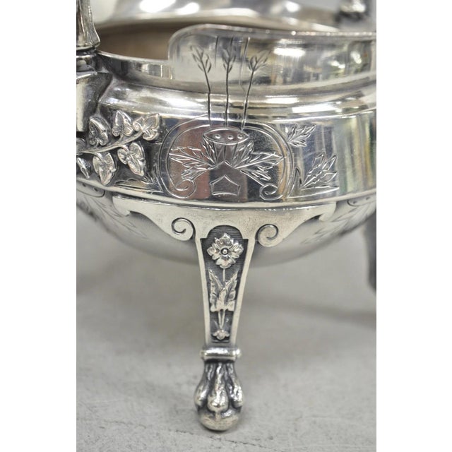 Antique John Carrow English Regency Silver Plated Paw Foot Etched Sugar Bowl For Sale - Image 11 of 12