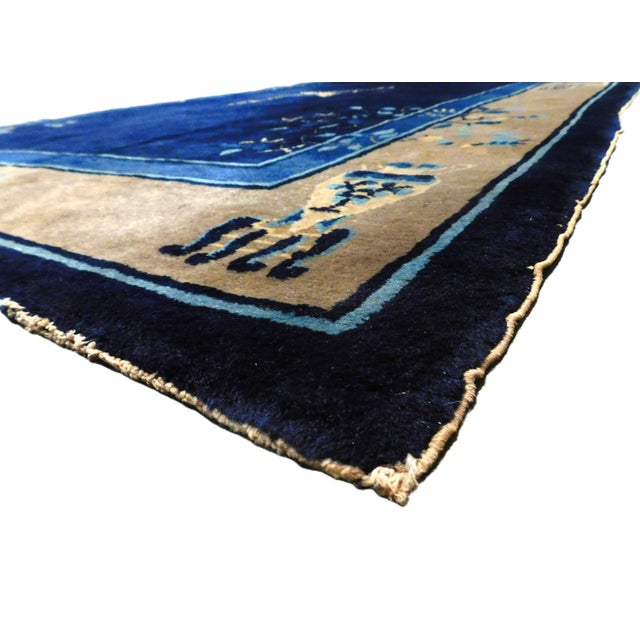 Blue Mid Century Handmade Chinese Rug. 6'2"x 8'5" For Sale - Image 8 of 12