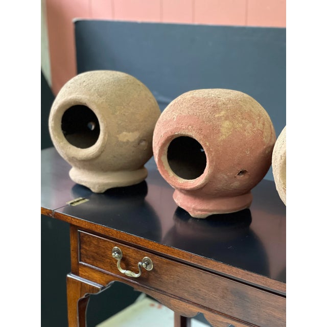 Collection of four vintage Mediterranean handmade terracotta pots. Use your imagination to display these amazing pieces as...