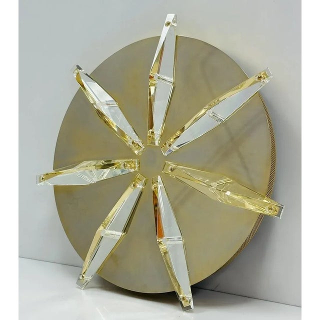 Brass & Crystal Ceiling/Wall Light Made in Italy For Sale - Image 4 of 12
