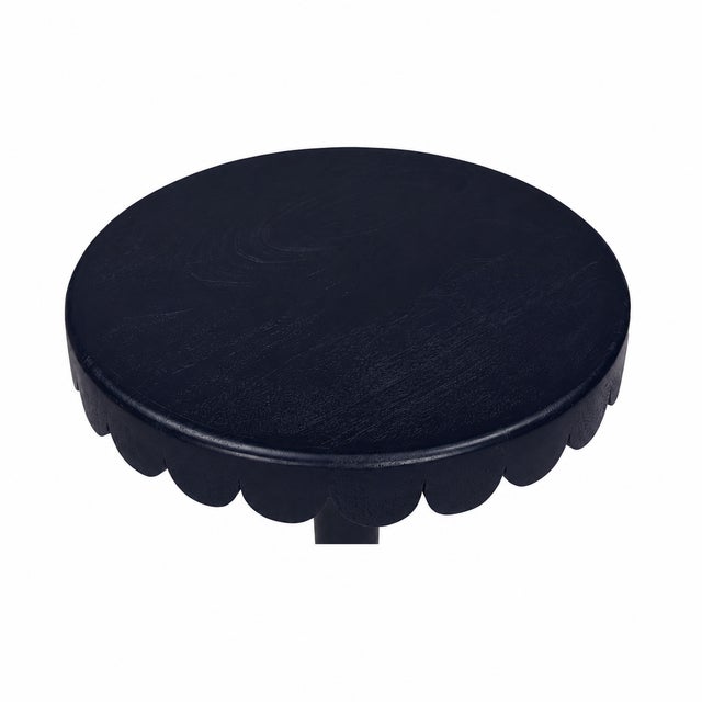 Scalloped Round Drink Table Navy Blue For Sale In Chicago - Image 6 of 10