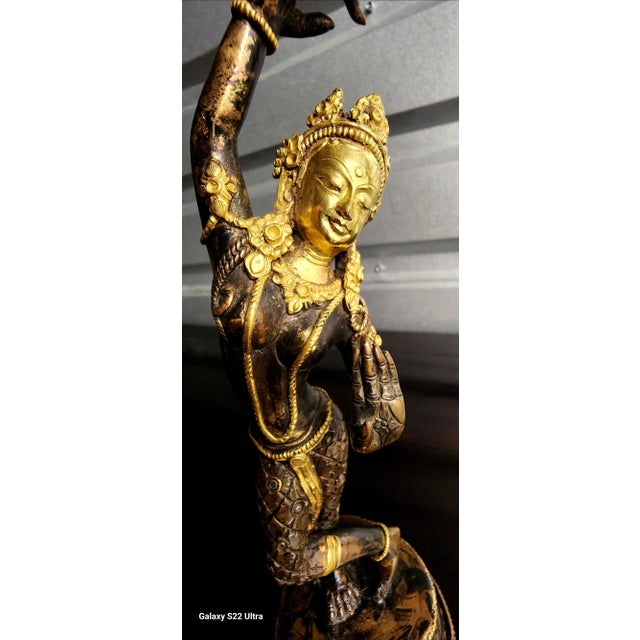 Vintage Hindu Dancing Goddess Hand-Painted Metal Statue Figurine For Sale - Image 11 of 13