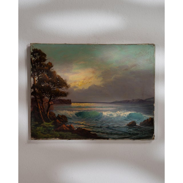 Early 20th Century Belgium Burnt Orange Canvas Painting For Sale - Image 15 of 15