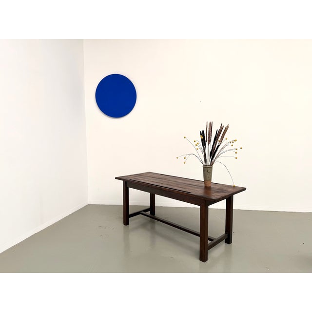 Pine Worktable with Grooved Top and Satin Brown Finish, 1960s For Sale - Image 9 of 18