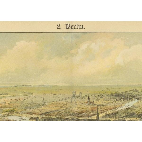 Bird's Eye View of Berlin, Germany, 1885, Chromolithograph For Sale - Image 6 of 10