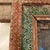 Antique hand carved Indian teak door with weathered blue paint finish and a matching hand-painted crown and frame. The...