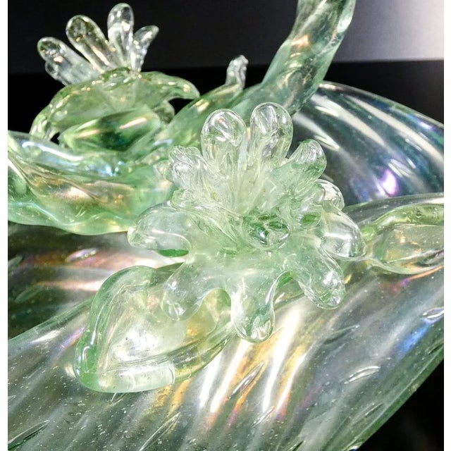 Glass Basket in Opalescent Blown Glass attributed to Archimede Seguso, 1950s For Sale - Image 7 of 11
