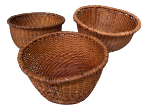 Vintage Japanese Bamboo Baskets, 1960s, Set of 3