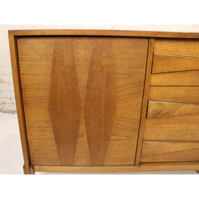 Vintage Mid-Century Modern Sculpted Walnut Credenza For Sale - Image 9 of 10