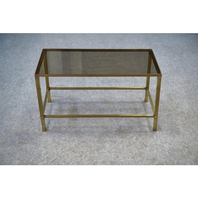 Brass and Smoked Glass Coffee Table, 1950s, in Very Good conditions. Designed 1950 to 1959