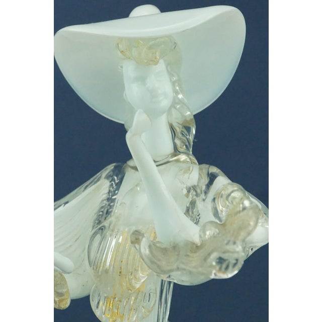 20th Century Murano Opaline Glass Sculpture of a Lady with Red and Gold Glass Paste attributed to Archimede Seguso, Italy For Sale - Image 11 of 18