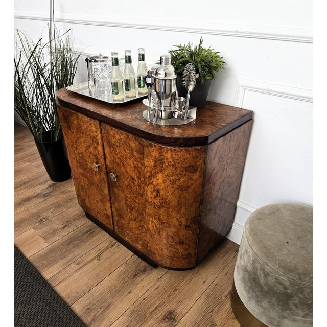 Wood Mid-Century Modern Italian Bar Cabinet in Burl Wood, 1970s For Sale - Image 7 of 12