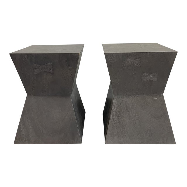 Post Modern Wooden Side Tables a Pair Chairish