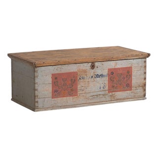 Gray Trunk with Floral Details, 1878 For Sale