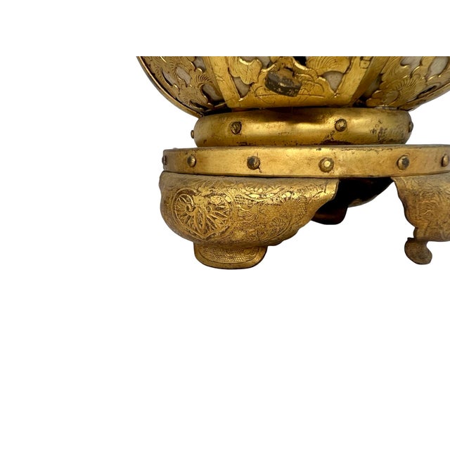 Pair, Meiji Period Japanese Gilt Bronze & Parchment Pierced Lanterns Hang or Table For Sale In Boston - Image 6 of 12