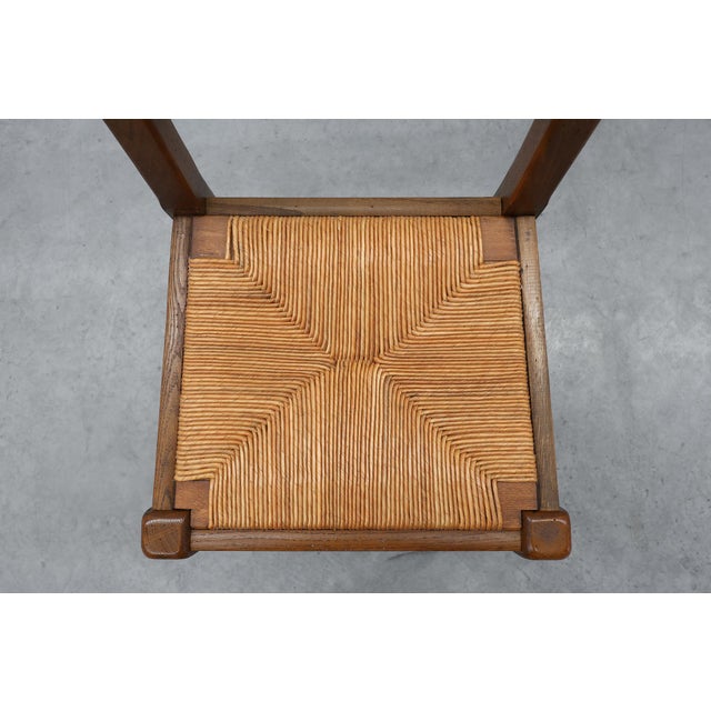 Rustic Oak Ladder-Back Chairs with Rush Seats, France, 1950s, Set of 6 For Sale - Image 17 of 18