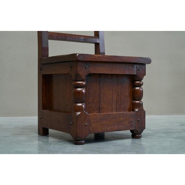 Vintage Medieval Revival Accent Chair in Oak, 1950s For Sale - Image 3 of 14