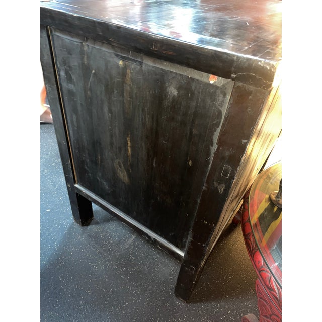 Black Antique 19th Century Chinese Wood Black Lacquer Storage Cabinet For Sale - Image 8 of 11