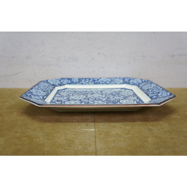 Ceramic Vintage MCI Japan Blue & White Chrysanthemum Flower Octagon Serving Platter Dish For Sale - Image 7 of 10