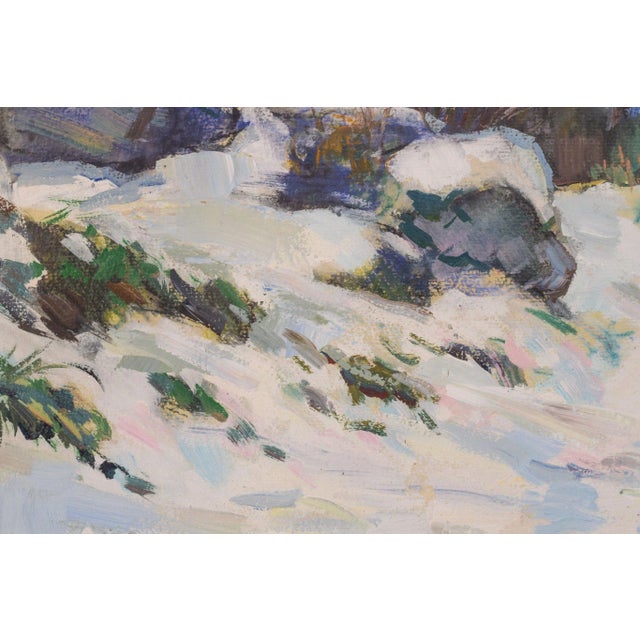 R. Marrera, Impressionist Snowscape, Mid 20th-Century, Oil on Paper, Framed For Sale - Image 6 of 13