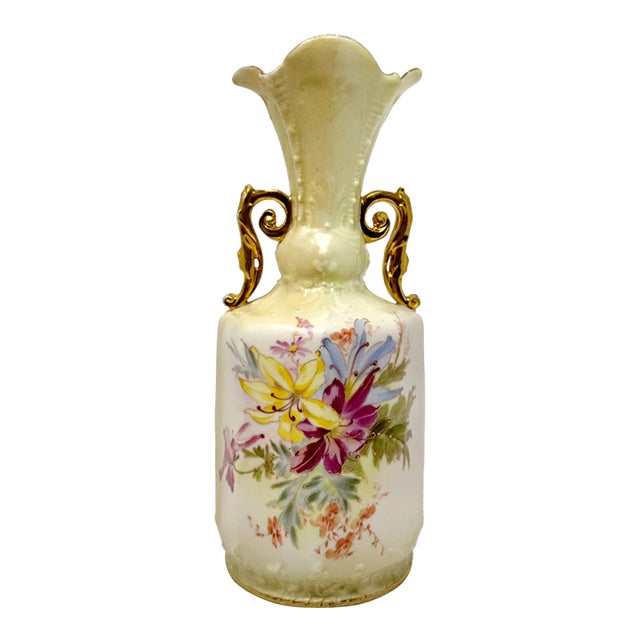 Antique Royal Wettina Austria Floral Art Nouveau Robert Hanke 9" Vase For Sale