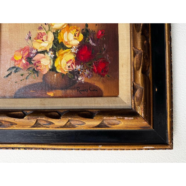 Wood Vintage Robert Cox Still Life Oil on Canvas Board Painting, Wood Framed For Sale - Image 7 of 12