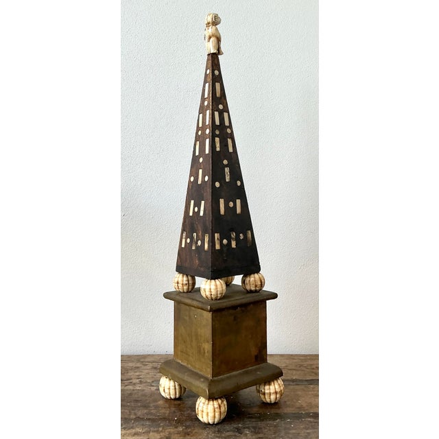 Mid-Century Modern Vintage Monkey Inlay Obelisk For Sale - Image 3 of 12